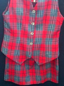 Adult Female Costumes to Hire - Scottish-Tartan red skirt & waistcoat